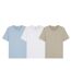 Lot De 3  T-shirts Motif/style Logo Brodé Homme Blanc Bleu Marron Boss-3