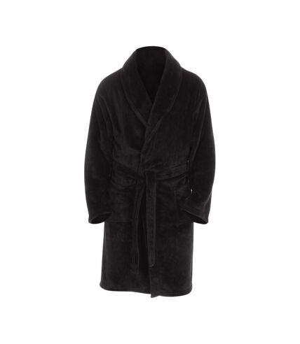 Pierre Roche Mens Flannel Fleece Robe (Black)
