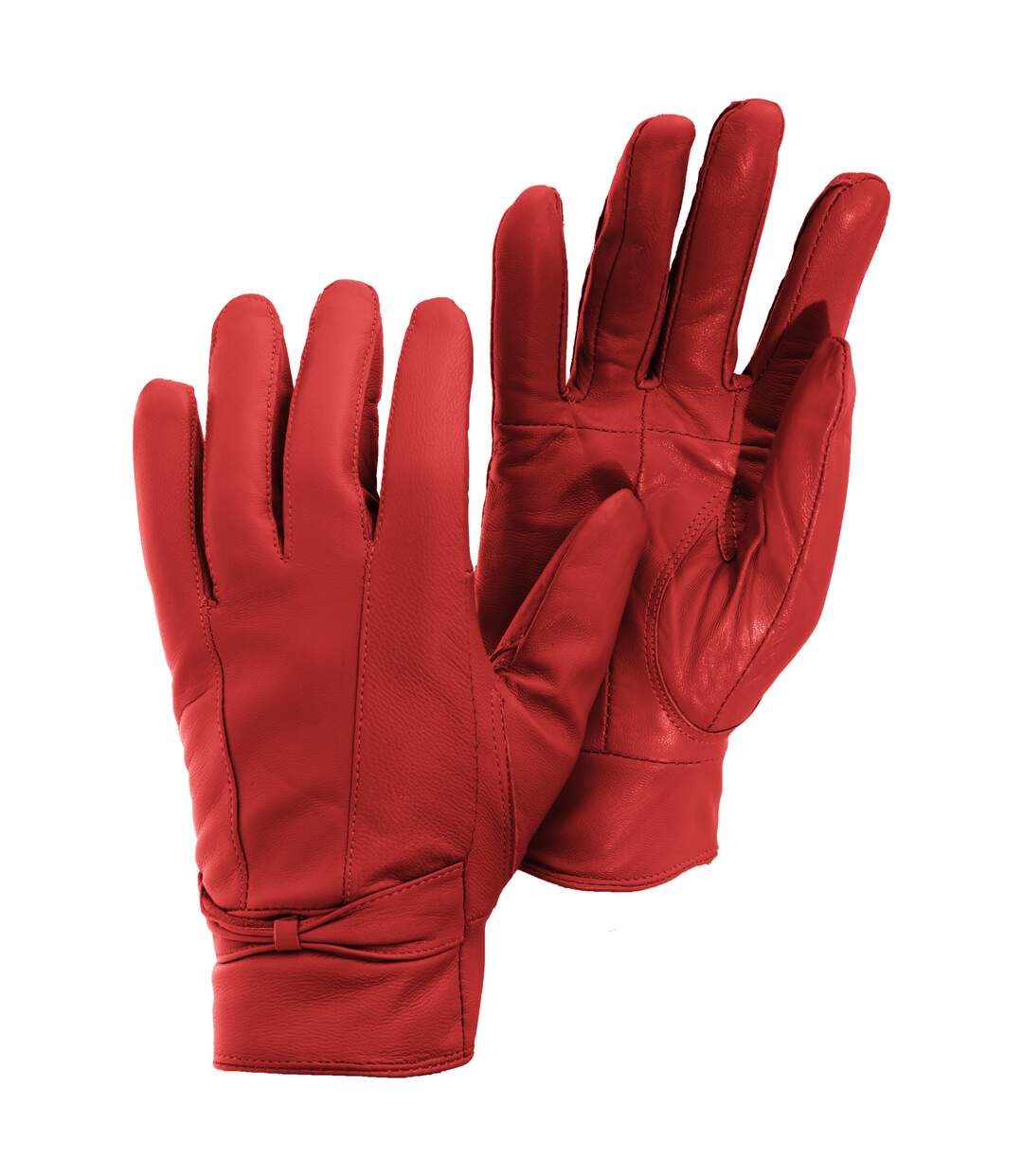 Womens/Ladies Plain Leather Gloves (Red)