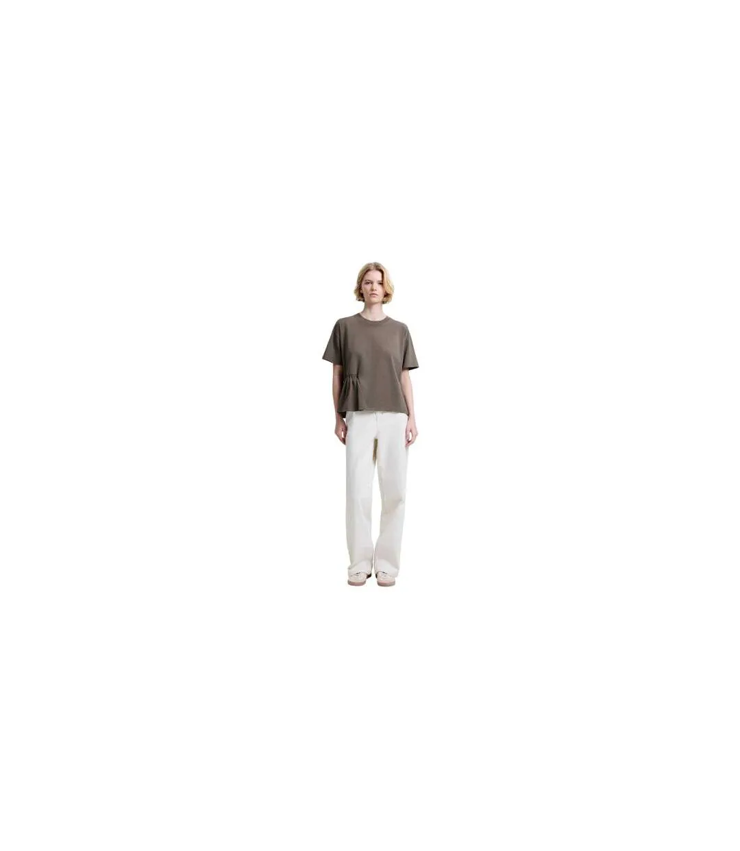 T-shirt Motif/style Asymétrique Femme Kaki French Connection-1
