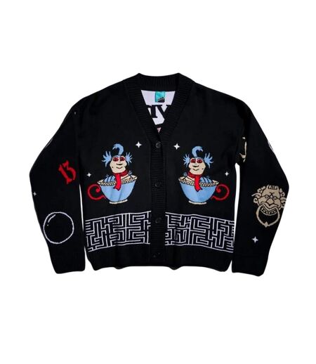 Unisex Adult Friends Knitted Cardigan Black Charcoal Labyrinth
