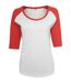 T-shirt bicolore pour femme - BY022 - blanc et tomate