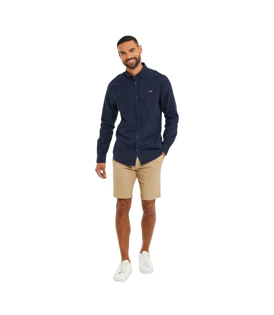 Mens Regular Button-down Shirt Navy Threadbare-4