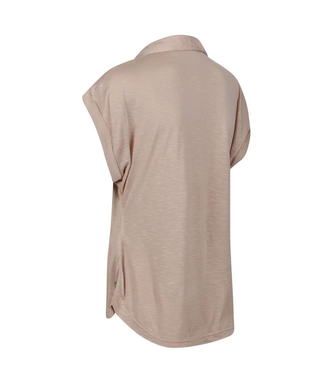 Polo Manches Courtes À Col V Motif/style Uni Femme Beige Regatta-4