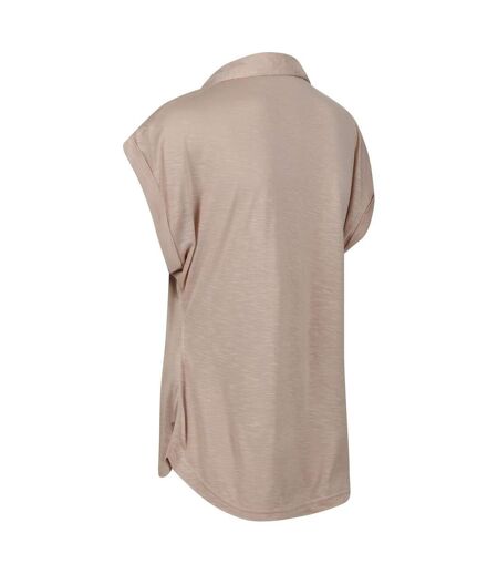 Polo Manches Courtes À Col V Motif/style Uni Femme Beige Regatta