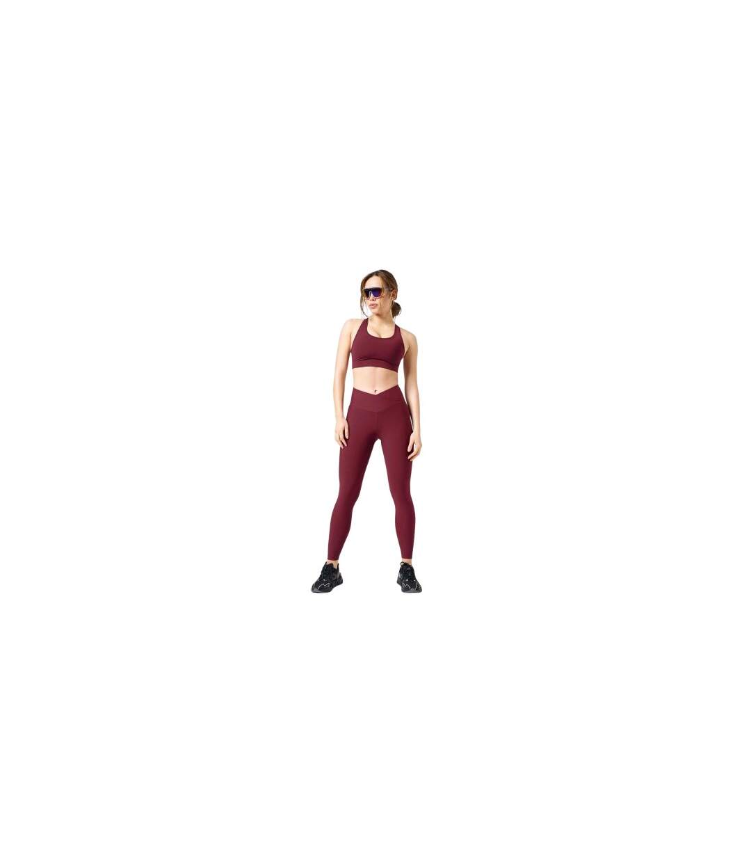 Womens/ladies Overlap Leggings Red Casall-1