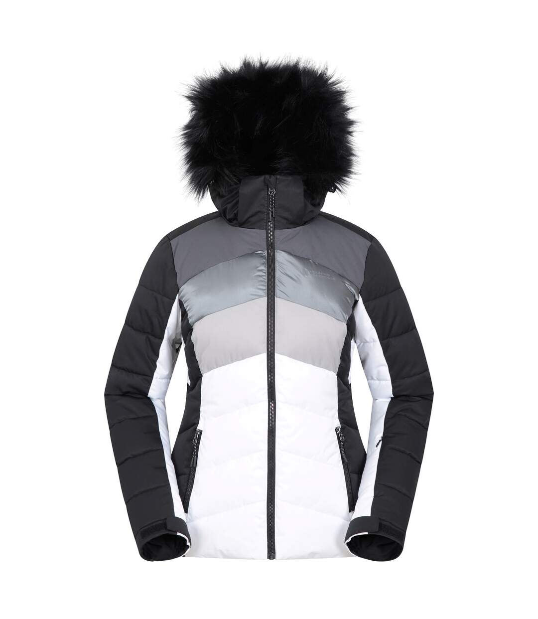 Womens/ladies Cascade Padded Ski Jacket White Black Mountain Warehouse-1