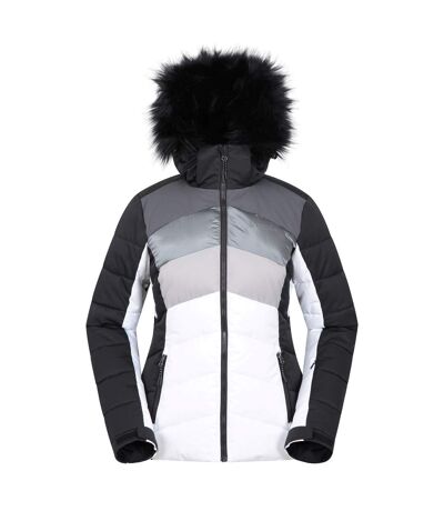 Womens/ladies Cascade Padded Ski Jacket White Black Mountain Warehouse
