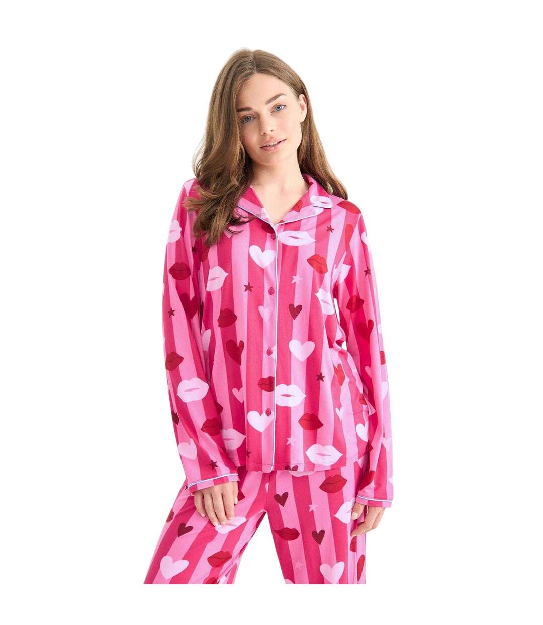 Ensemble De Pyjama Long Femme Rose Urban Threads-4