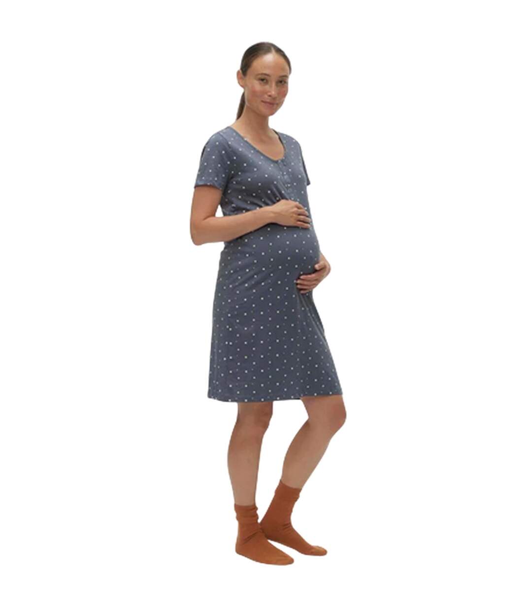 Womens/ladies Stars Jersey Maternity Nightdress Stormy Weather Mamalicious-1