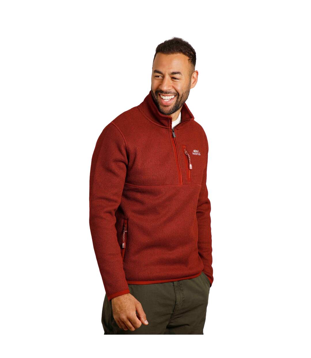 Mens turlock bonded quarter zip fleece top chocolate Weird Fish