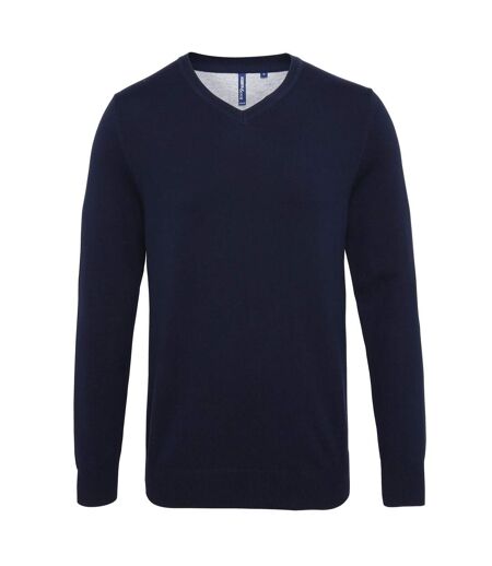 Asquith & Fox Mens Cotton Rich V-Neck Sweater (French Navy)