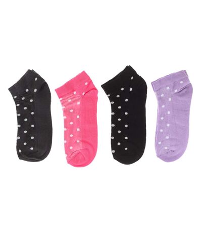 Pack of 4 women's ankle socks, women's short socks, cotton, printed.