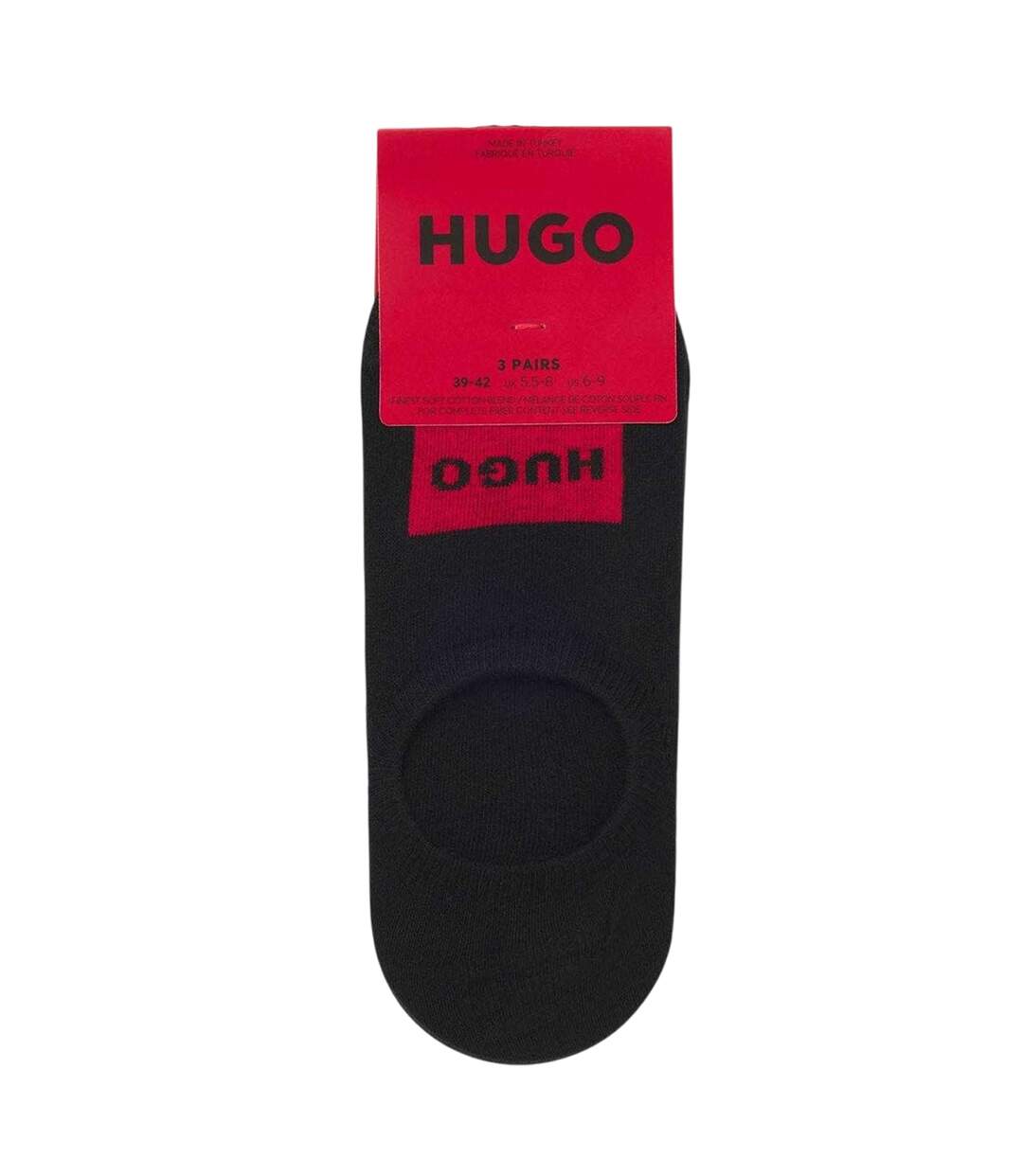 Lot De 3  Socquettes Discrètes Motif/style Logo Homme Noir Hugo-3