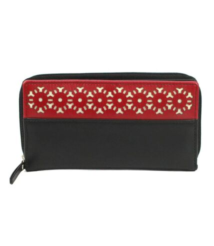 Eastern Counties Leather Womens/Ladies Rachel Laser Cut Leather Coin Purse (Black/Red) (One Size)