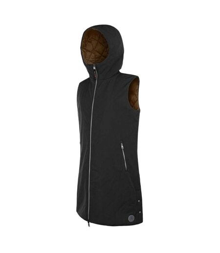 Womens/ladies Hooded Reversible Gilet Black Museum