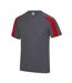 T-shirt sport contraste homme gris foncé/rouge Just Cool