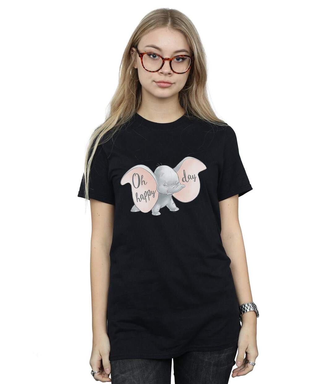 Disney - T-shirt DUMBO HAPPY DAY - Femme (Noir) - UTBI17002-2