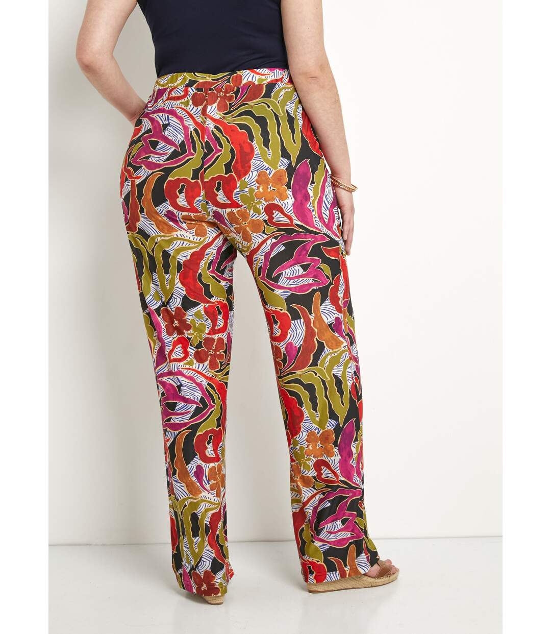 Pantalon large taille élastiquée imprimé-2