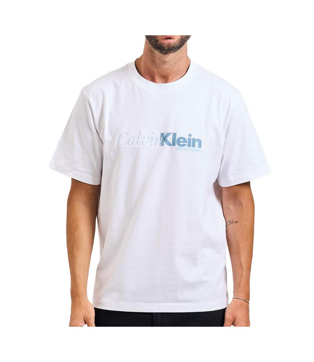T-Shirt blanc homme calvin klein jeans lv04rd822g-1