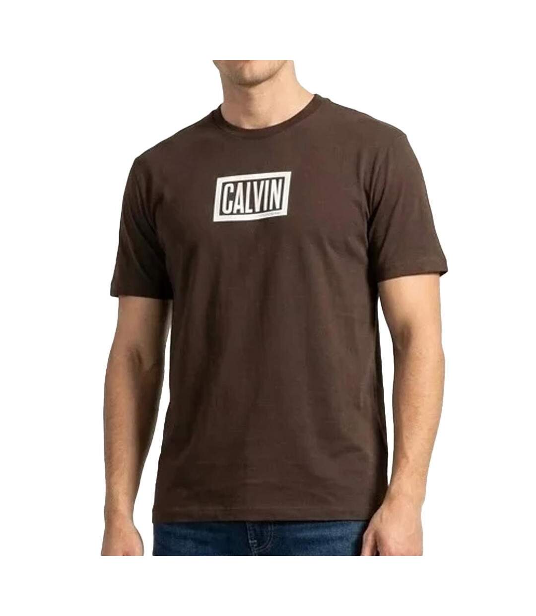 T-Shirt marron homme calvin klein jeans boxed-1