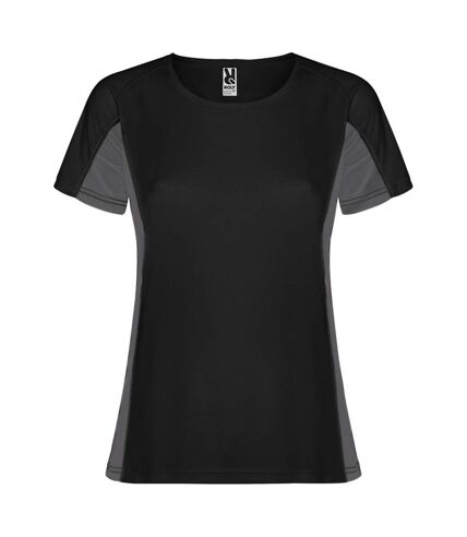 T-shirt shanghai femme noir uni Roly