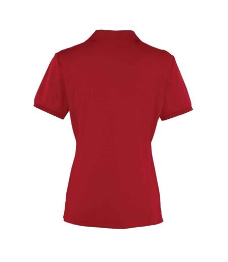 Womens/ladies coolchecker pique polo shirt burgundy Premier