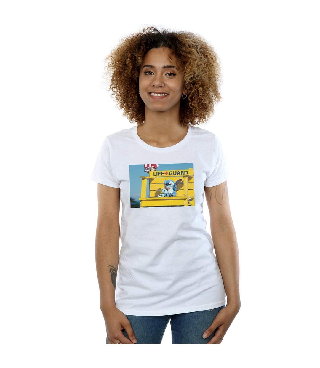 Disney T-shirt en coton pour femmes Lilo And Stitch Life Guard (Blanc) - UTBI15476-2