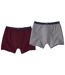 Pack of 2 Men's Stretch Boxer Shorts - Plum Off-White 
