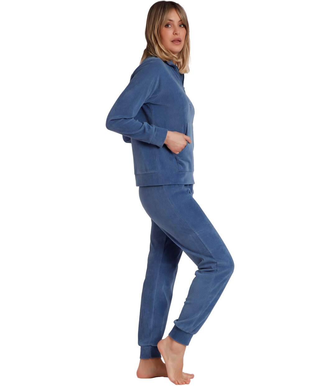 Pyjama tenue d'intérieur pantalon top manches longues Corduroy Admas-2