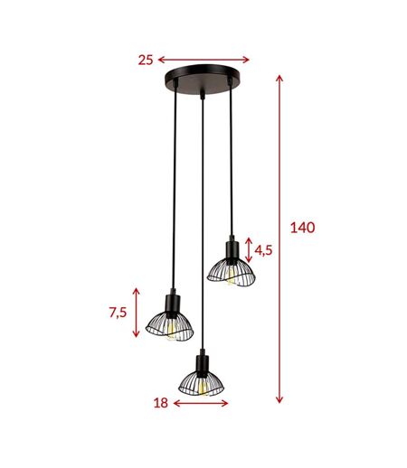 Suspension en acier abat-jour filaire Elsa 3 abat-jour