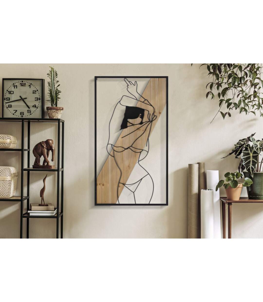 Décoration Murale Encadrée Strip 90cm Noir & Naturel-5