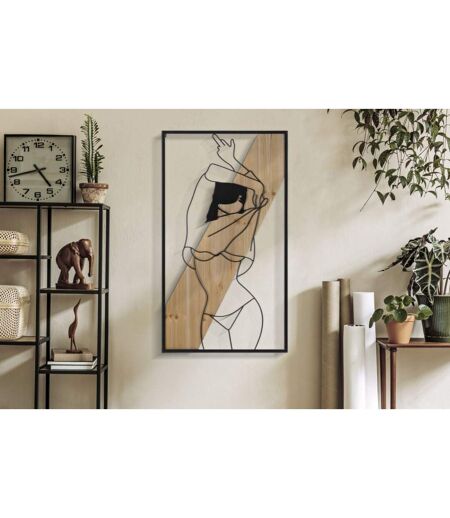 Décoration Murale Encadrée Strip 90cm Noir & Naturel