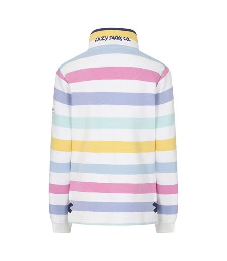 Womens/ladies Button Neck Sweatshirt Multicoloured Lazy Jacks