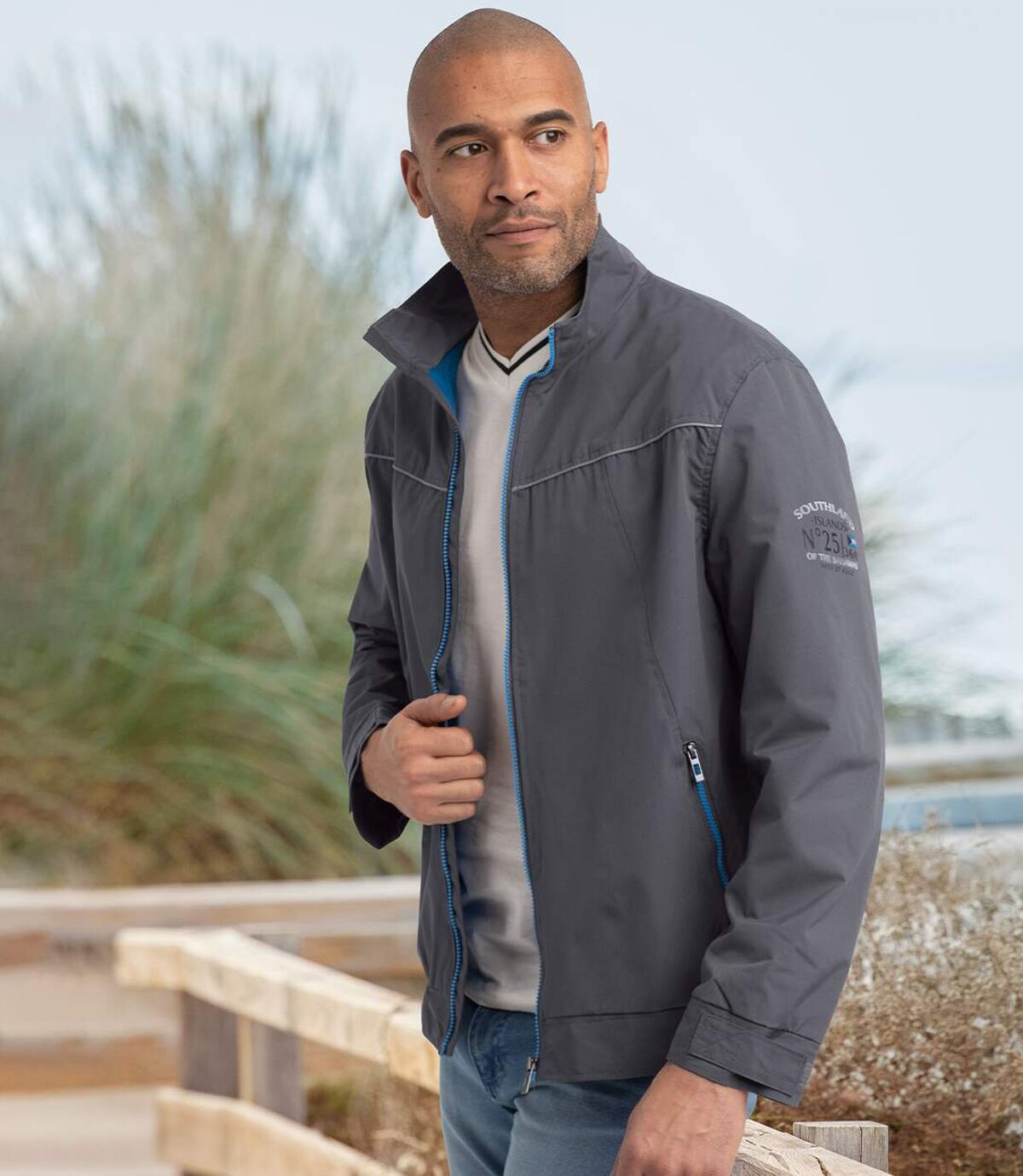 Men's Water-Repellent Windbreaker Jacket - Full Zip - Anthracite Atlas For Men