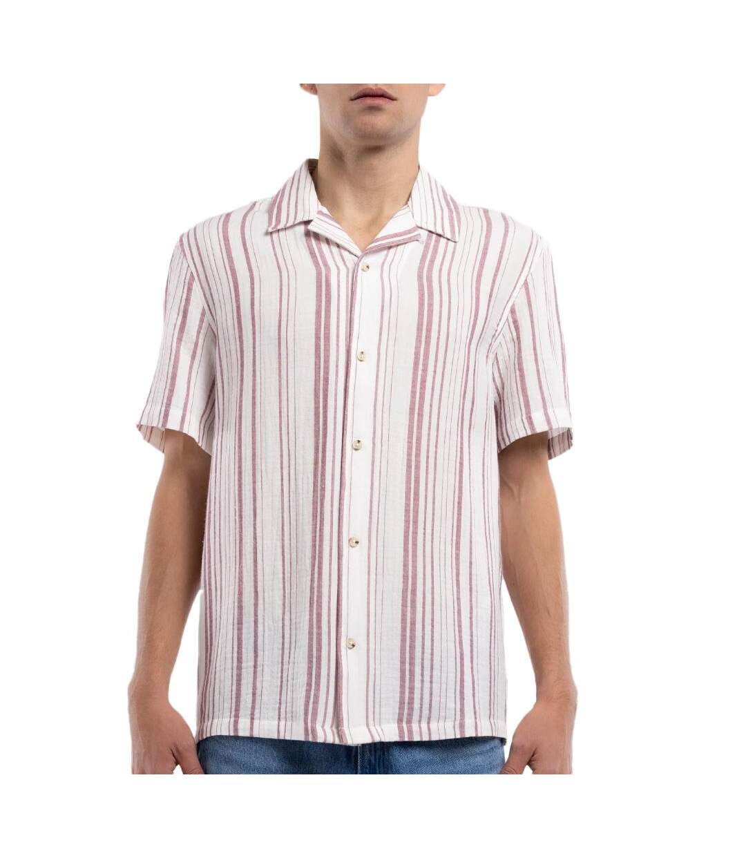 Chemise bordeaux à rayures homme teddy smith celestio-1
