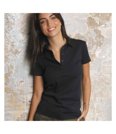 Womens/ladies Owen Pique Polo Shirt Deep Black NEOBLU