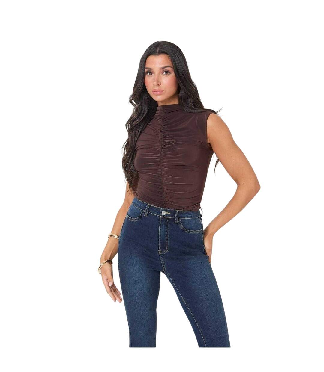 Haut Motif/style Ruché Femme Marron I Saw It First-2
