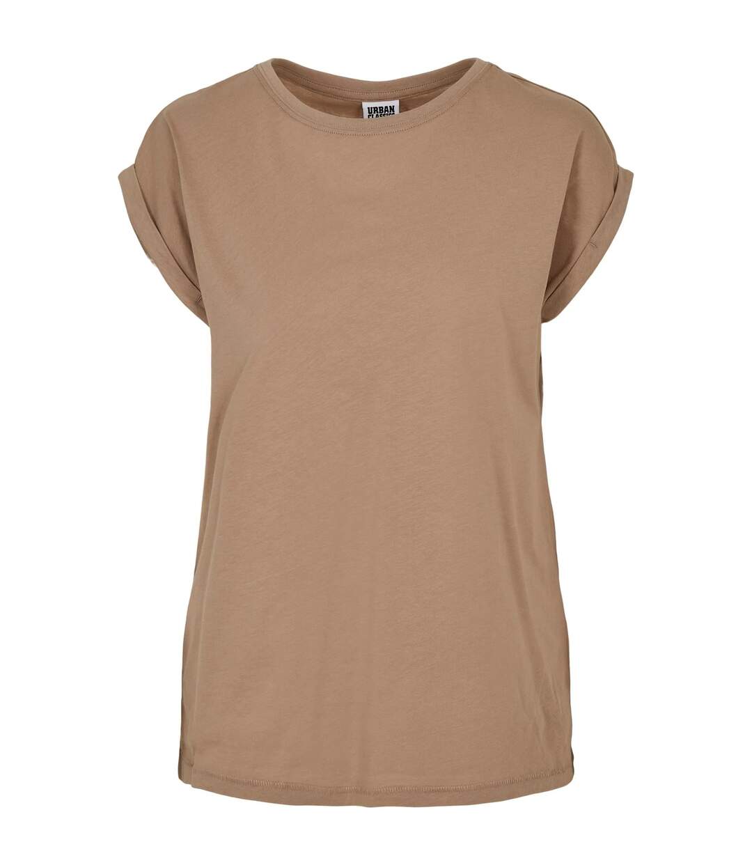 Womens/ladies Extended Shoulder T-shirt Taupe Urban Classics-1