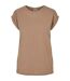 Womens/ladies Extended Shoulder T-shirt Taupe Urban Classics-1
