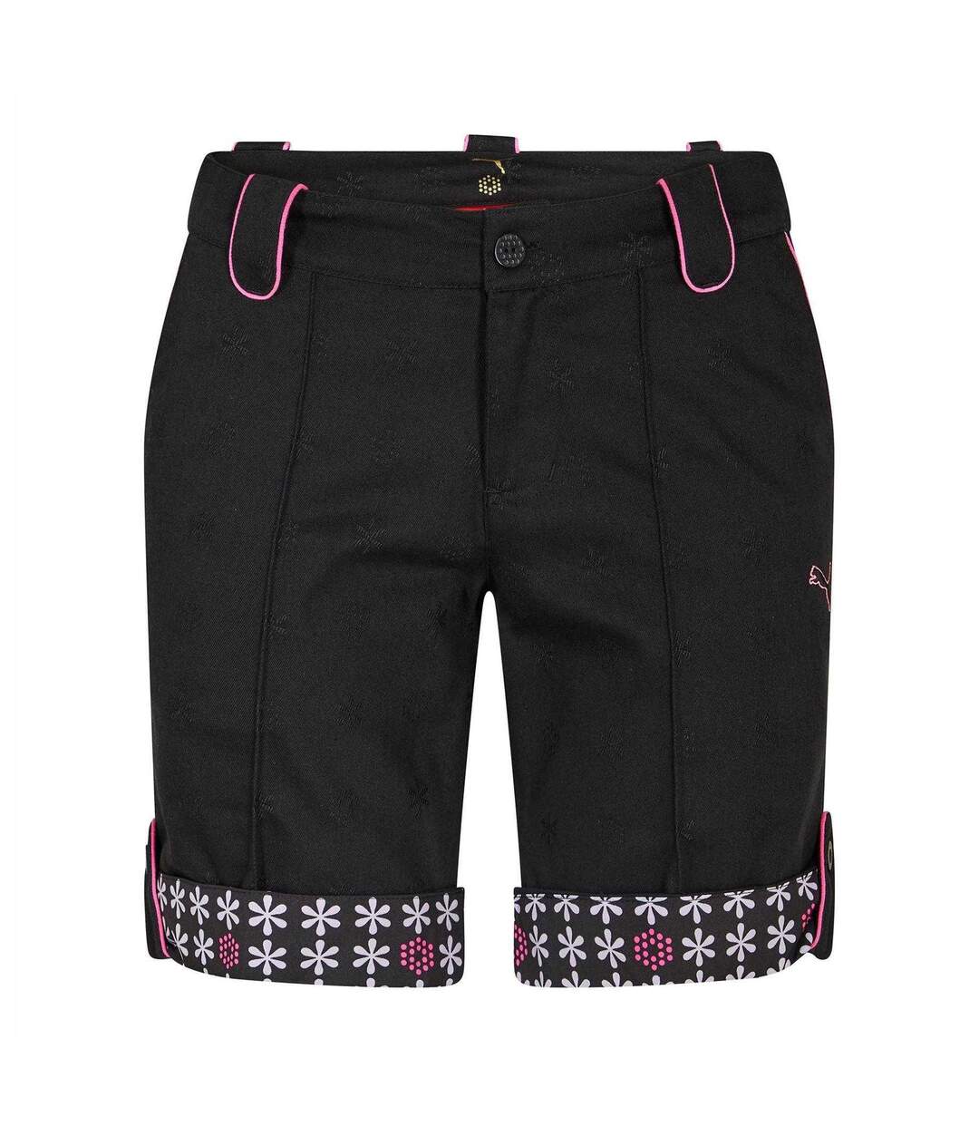 Womens/ladies Jacquard Tailored Golf Shorts Black Puma-1
