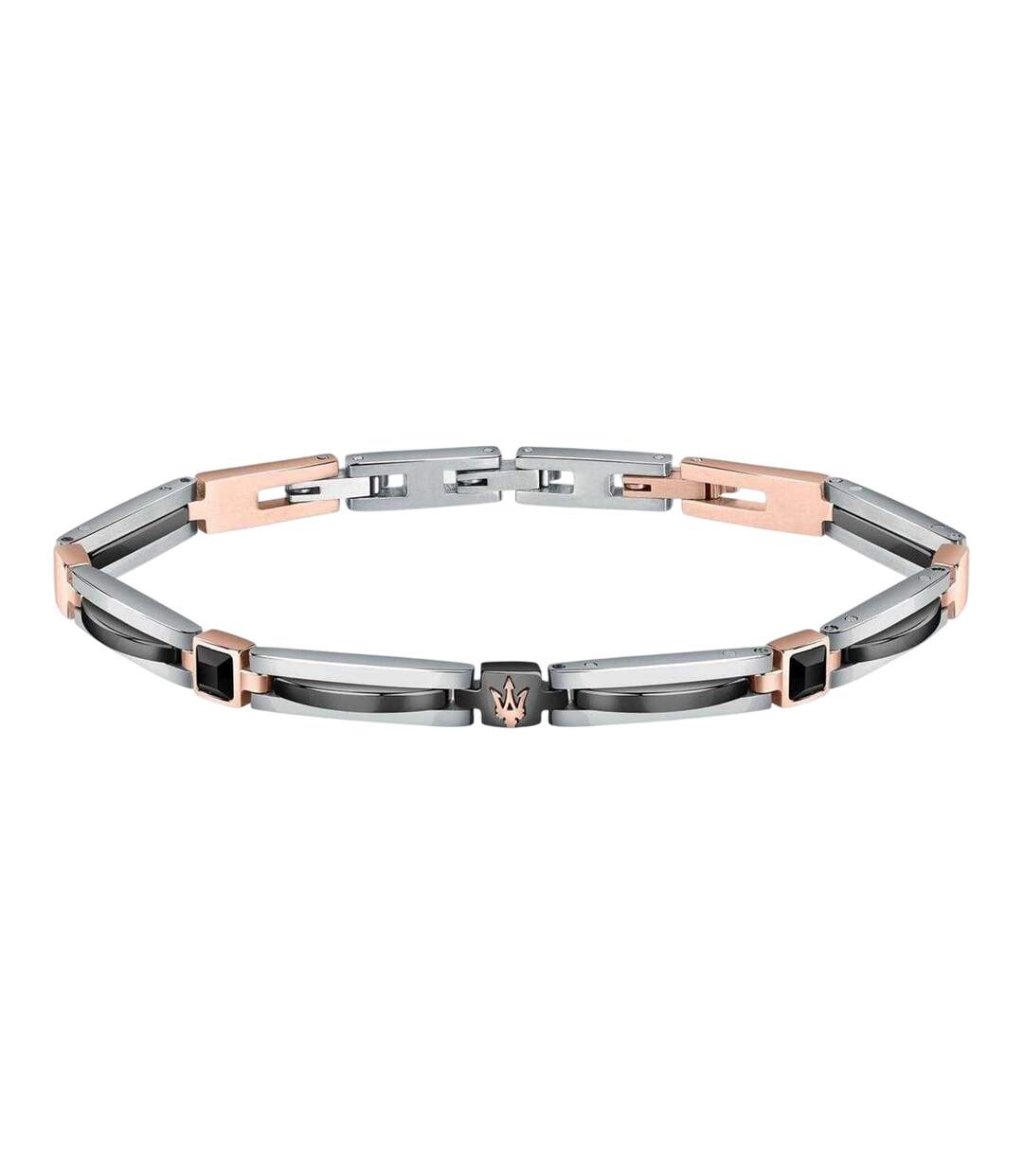 Mens Polished Logo Bracelet One Size Silver Copper Maserati-1
