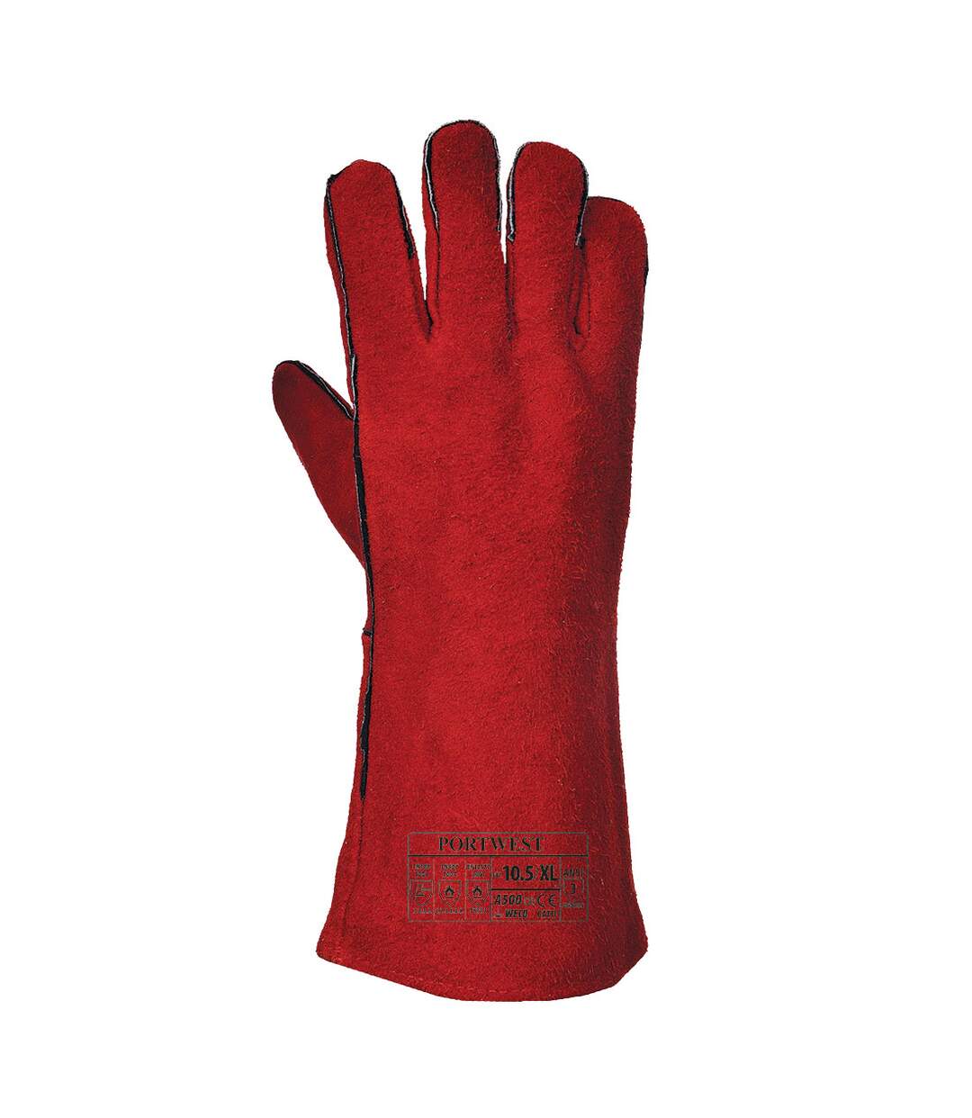 Unisex adult a500 leather welding gauntlets 3xl red Portwest-2