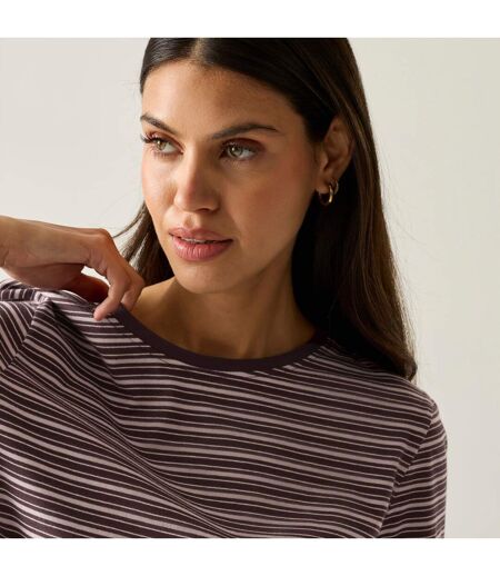 T-shirt Manches Longues Motif/style À Rayures Federica Femme Pourpre Lilas Clair Beige Clair Regatta