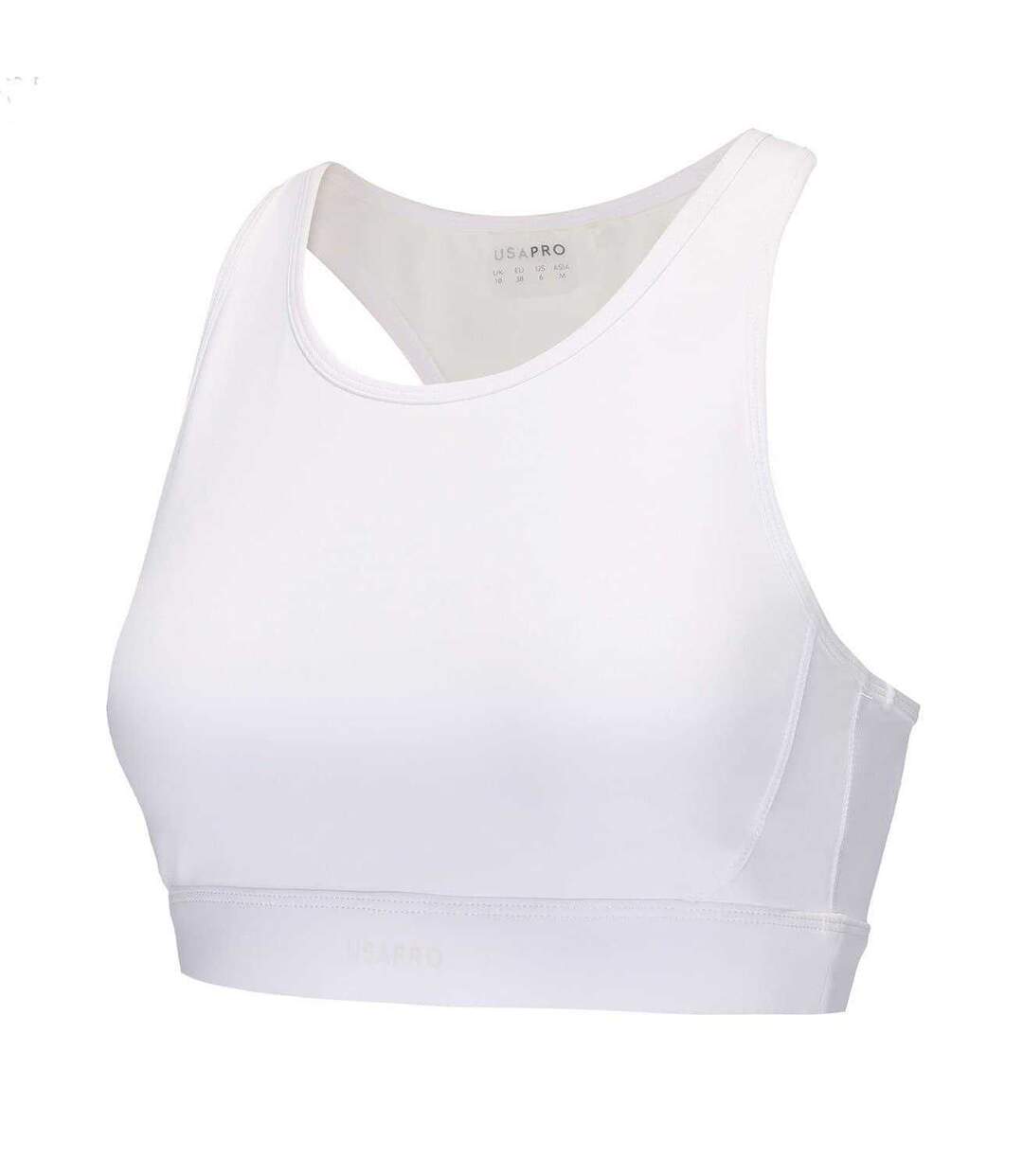 Womens/ladies Core Racerback Sports Bra White USA Pro-2