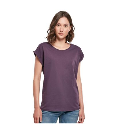 Womens/ladies Extended Shoulder T-shirt Purple Night Build Your Brand
