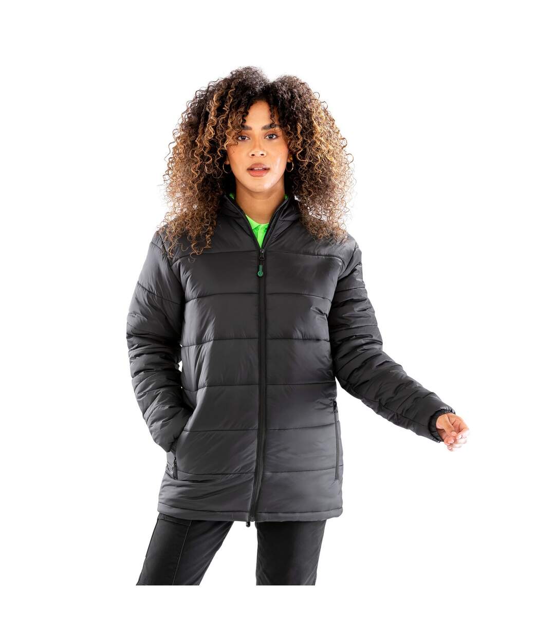 Unisex adult hooded padded parka black Result Genuine Recycled-3