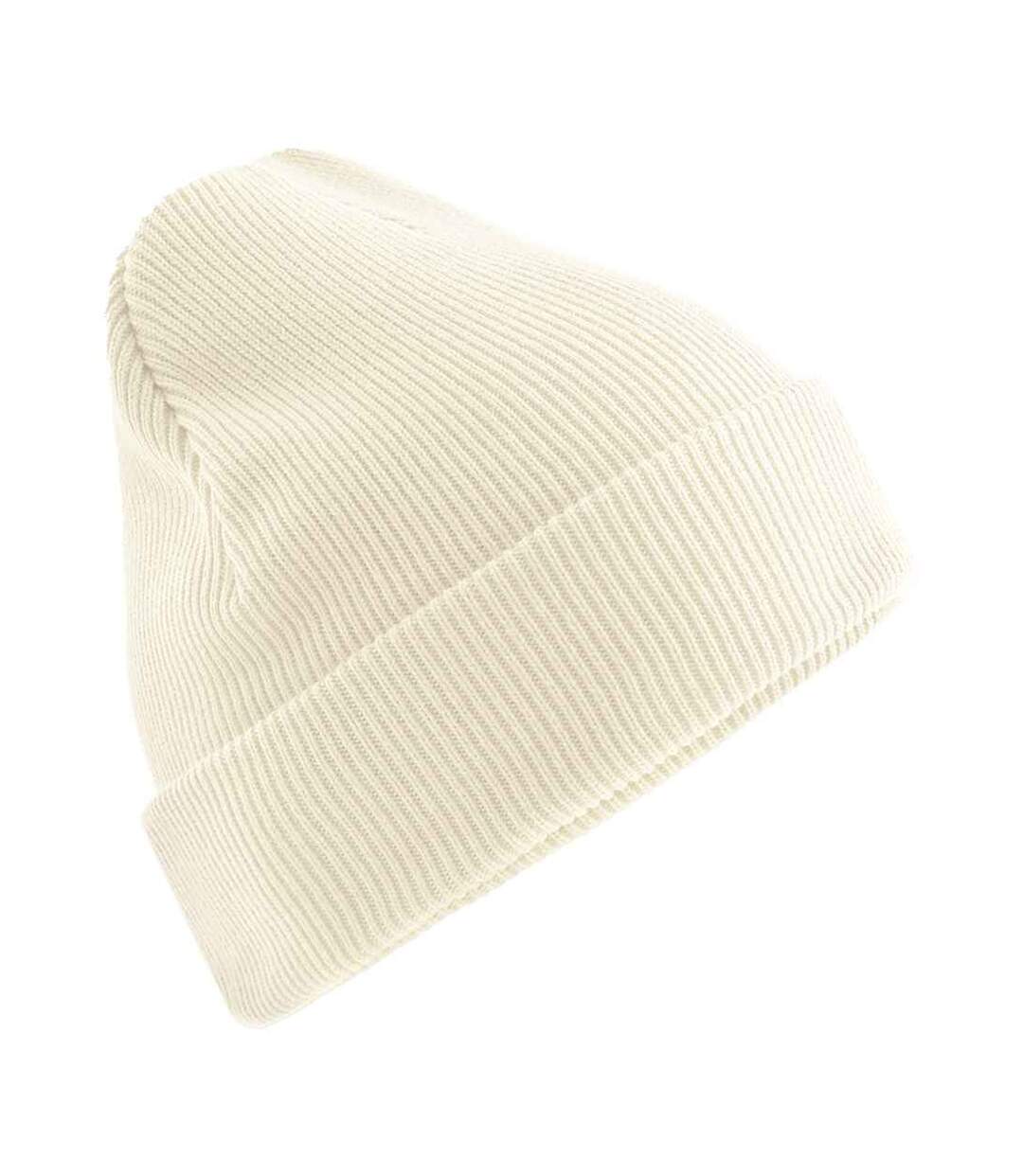 Bonnet Motif/style À Revers Adulte Blanc Cassé Beechfield-1