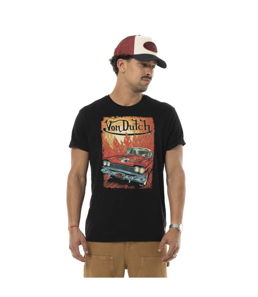 T-shirt homme regular en coton 170gr print devant Flame Vondutch-1
