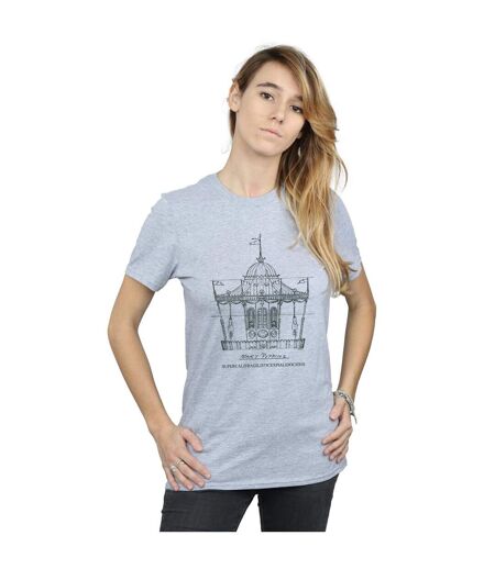 Disney Femme/Les femmes Mary Poppins Carousel Sketch Coton Boyfriend T-Shirt (Gris sportif) - UTBI49437